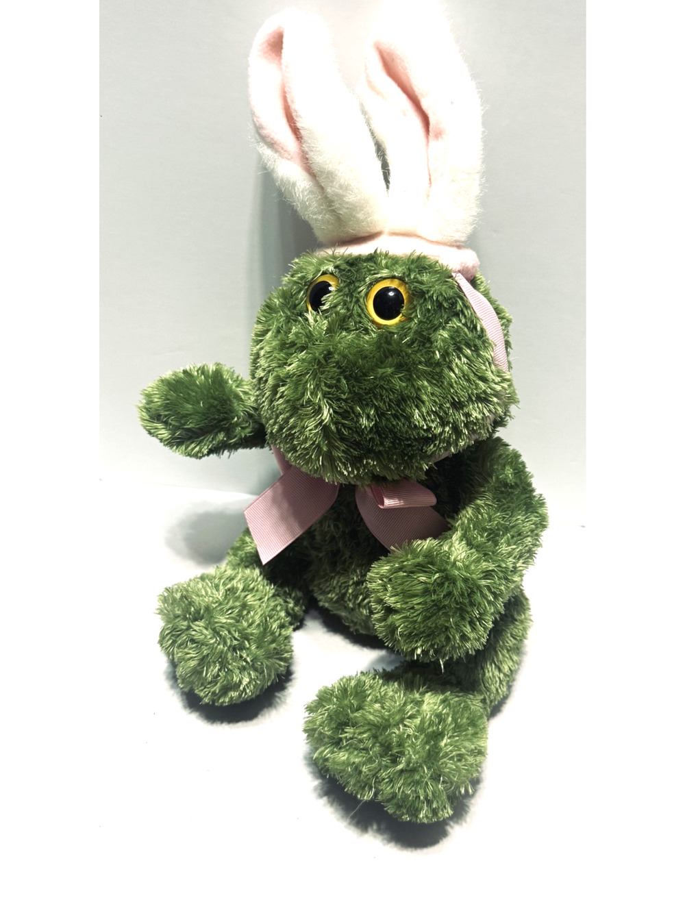 Animal Adventure Green Frog 13" Plush Stuffed Animal Pink Bunny Rabbit Ears